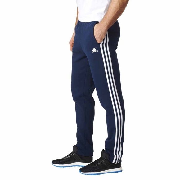 adidas men's athletics essential cotton 3 stripe tapered pants